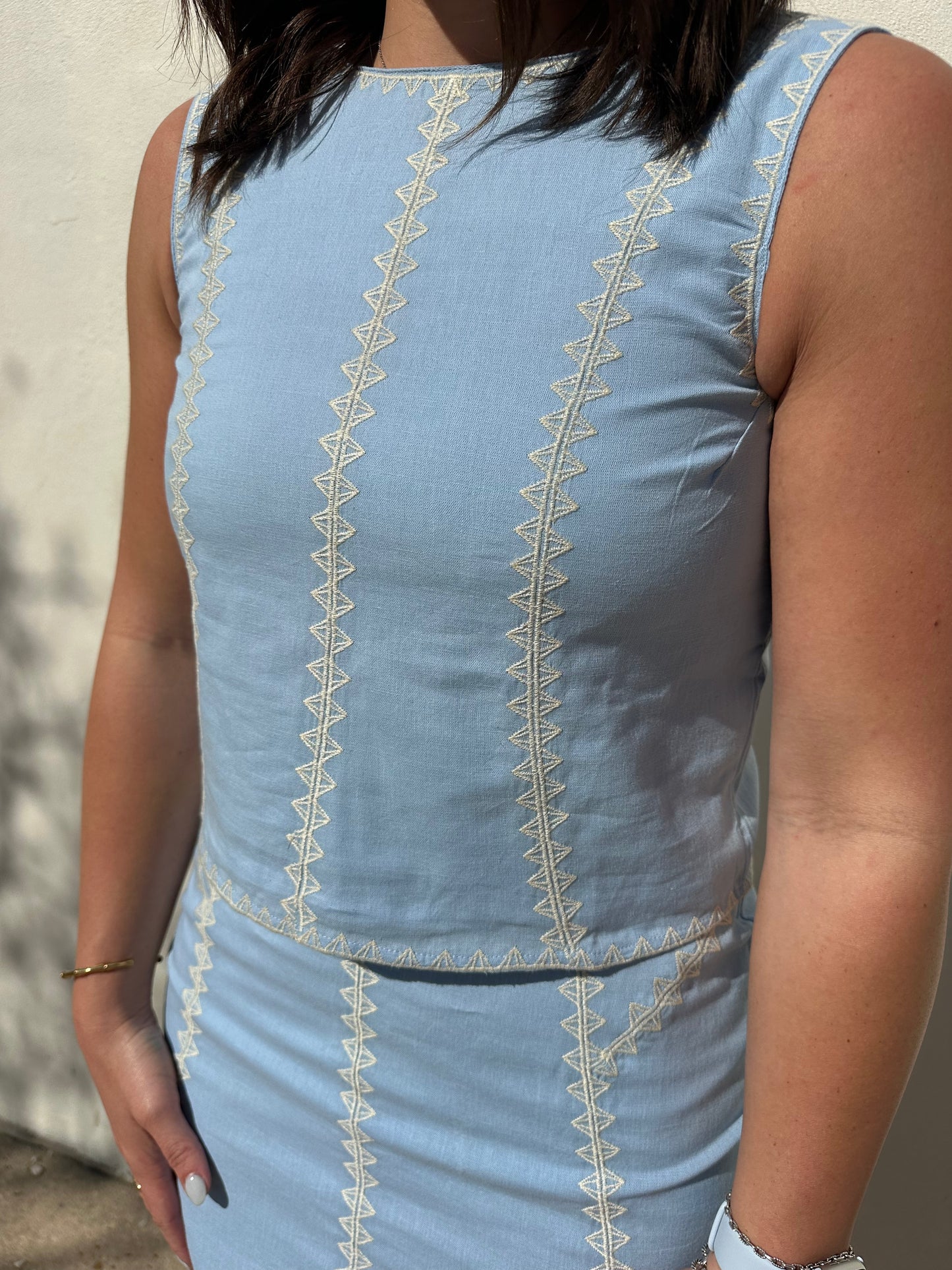 Stitch Detail Top and Skirt