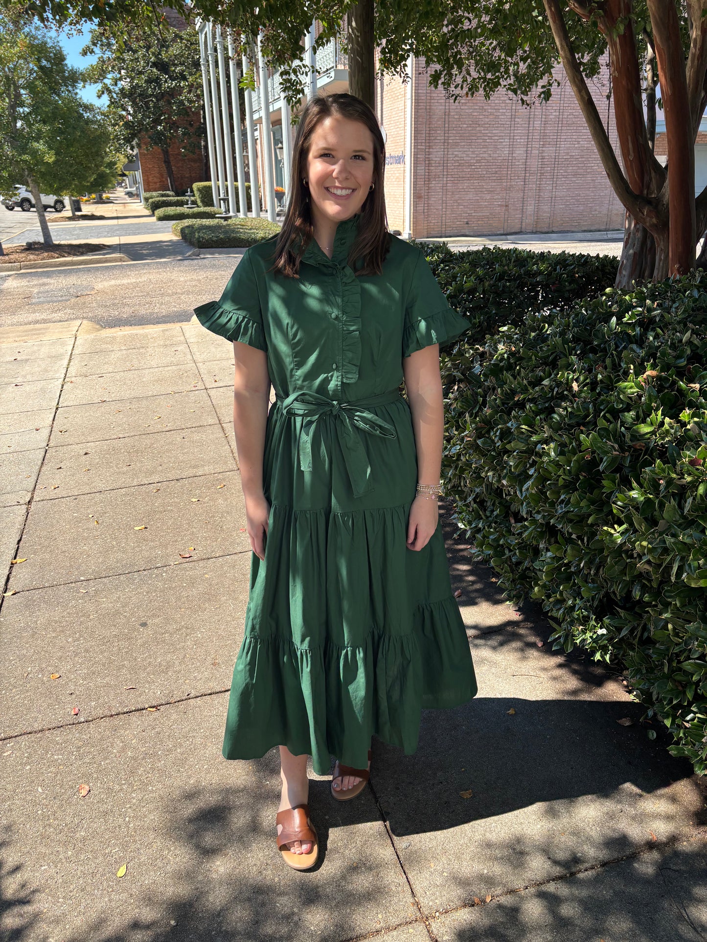 Holiday Green Ruffle Dress