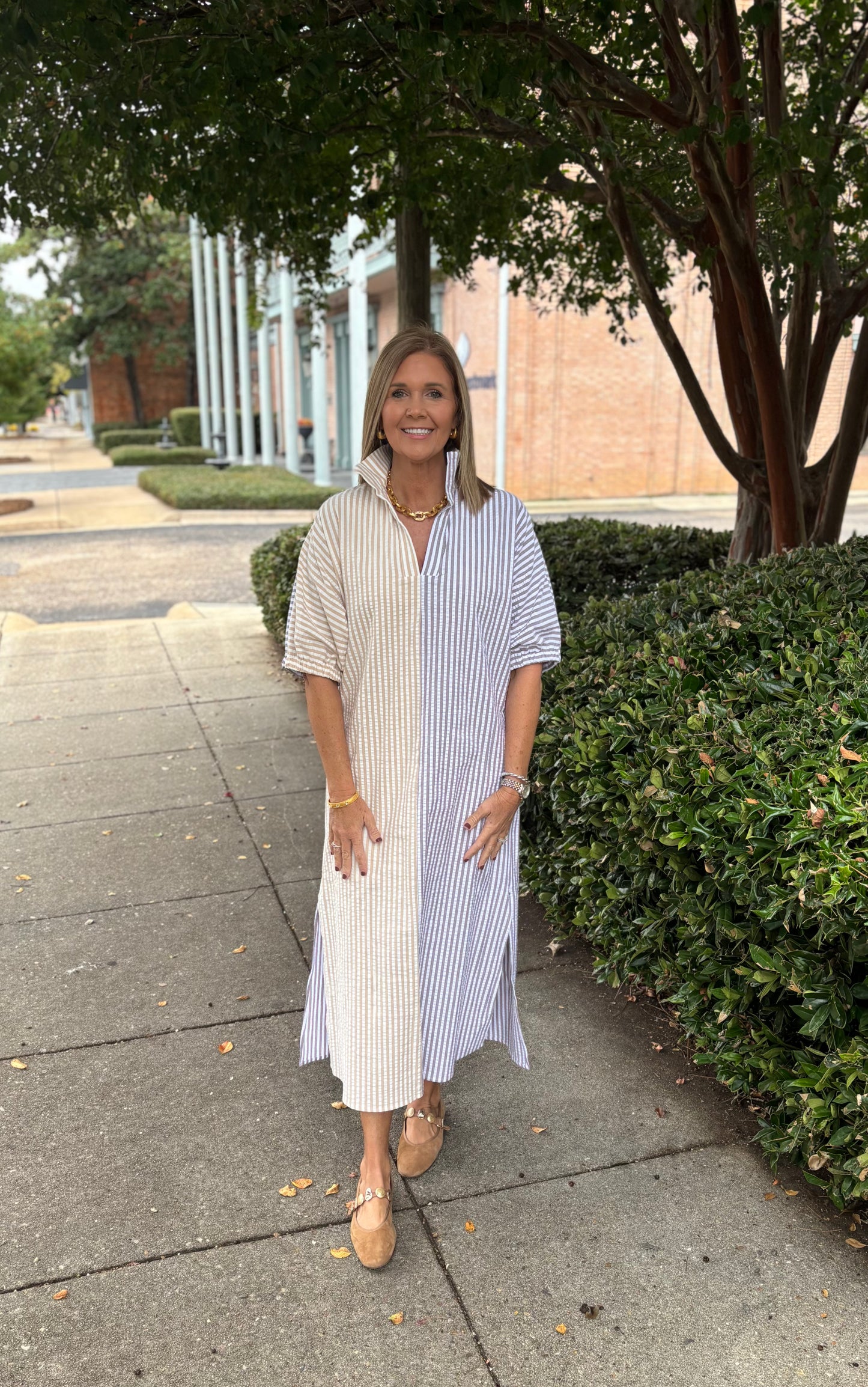 Blakely Almond Stripe Dress