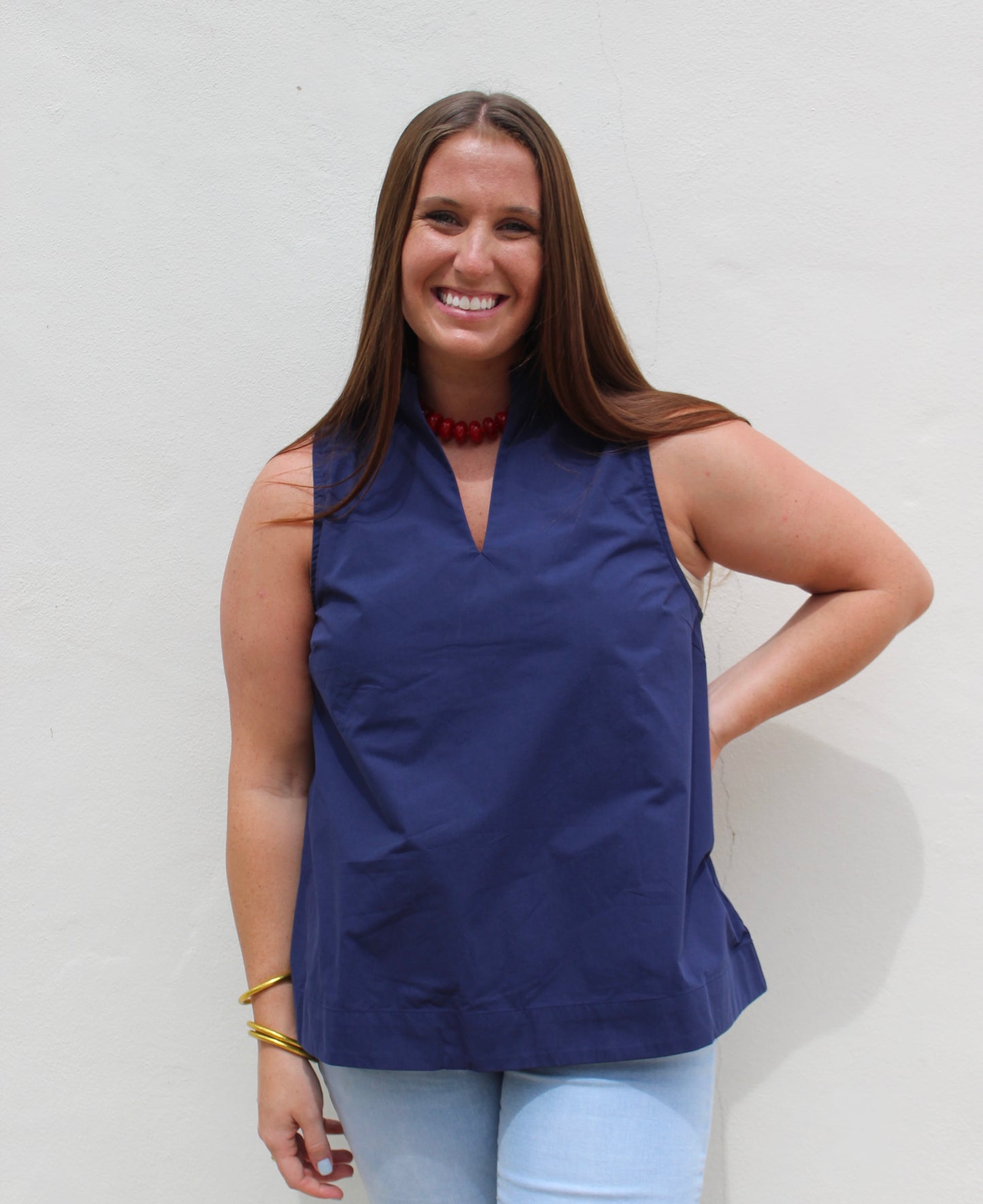 Navy Sleeveless Top