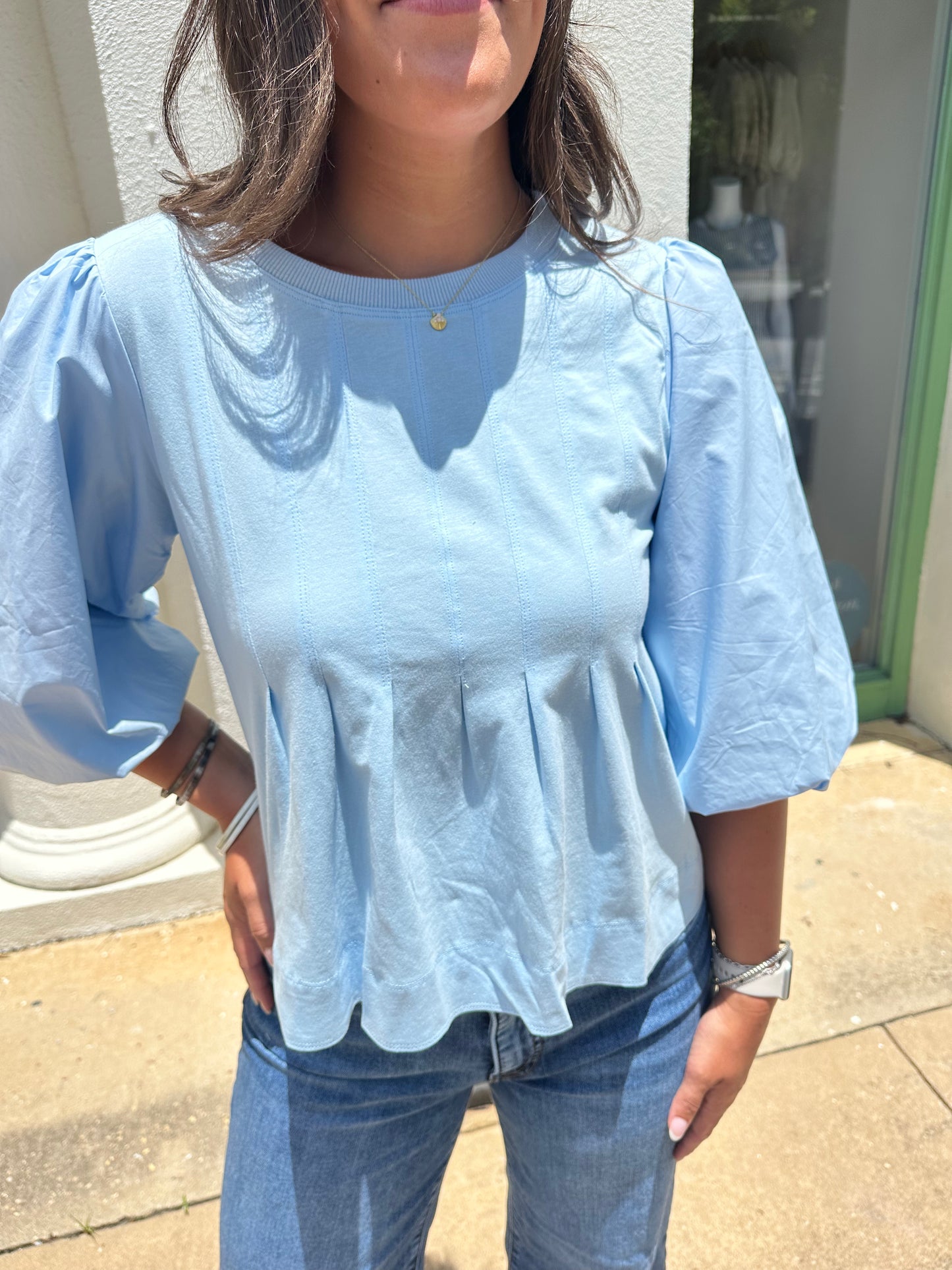 Sky Puff Sleeve Top