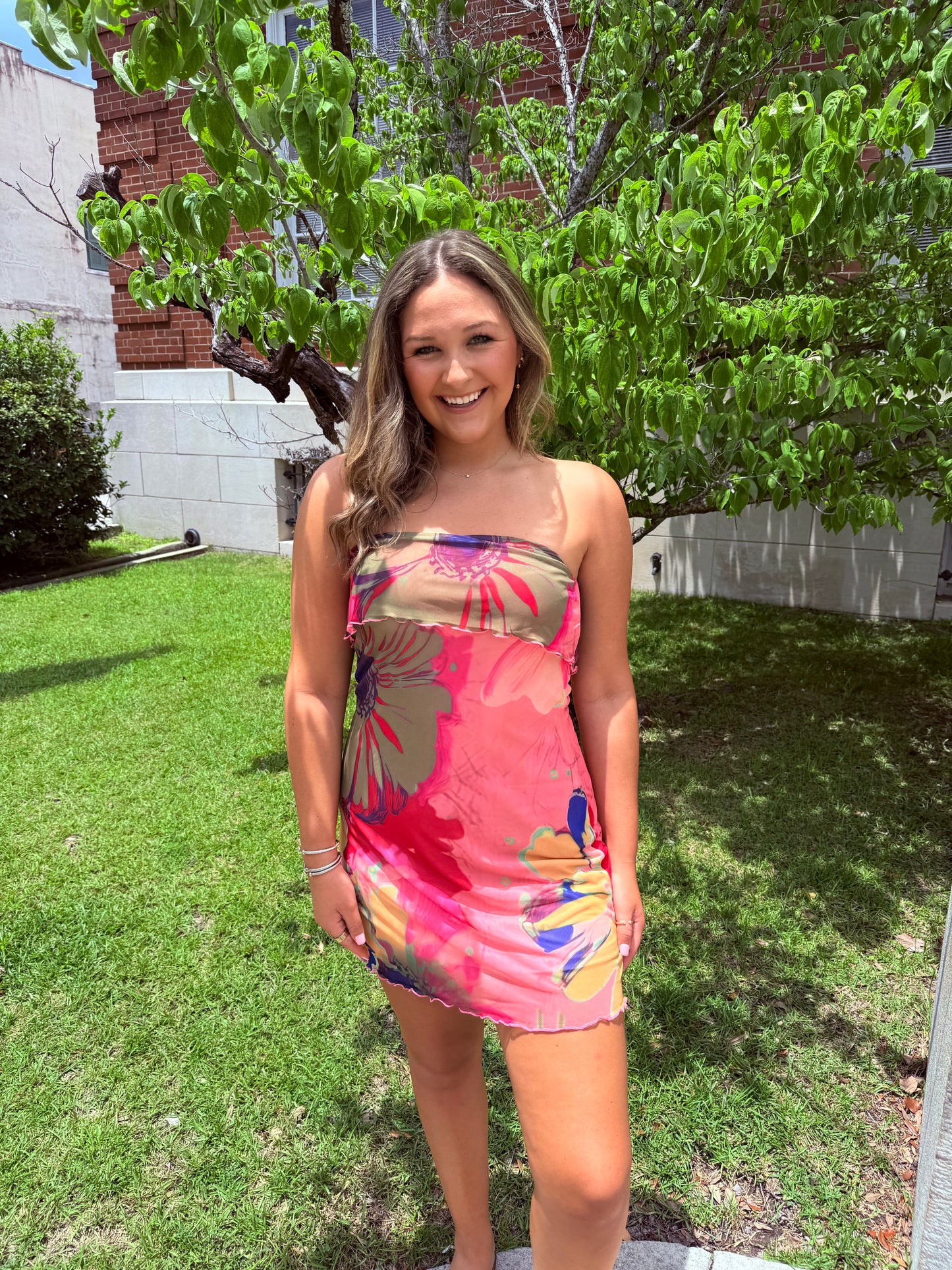 Bryar Printed Strapless Mini Dress