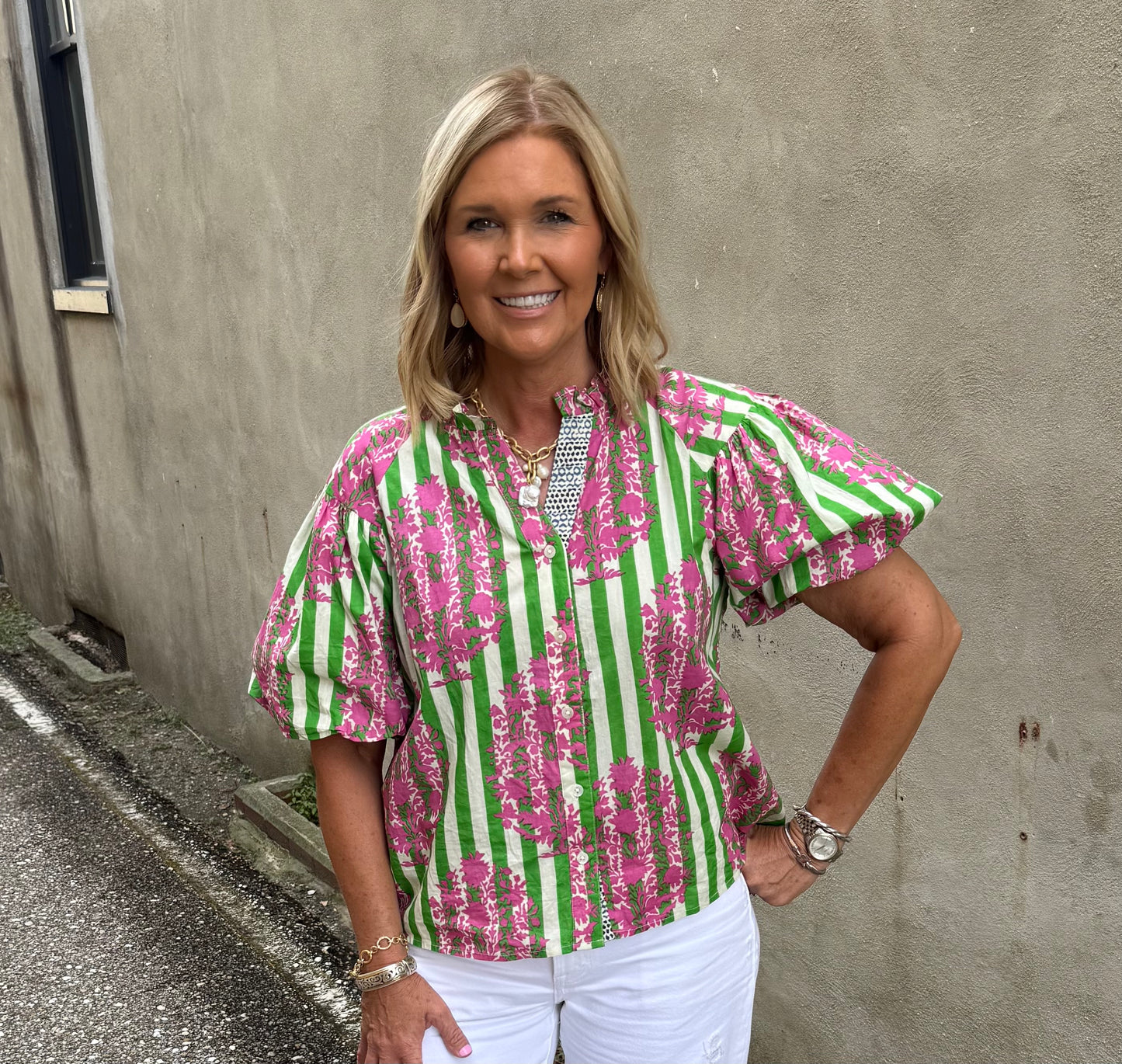 Striped Floral top