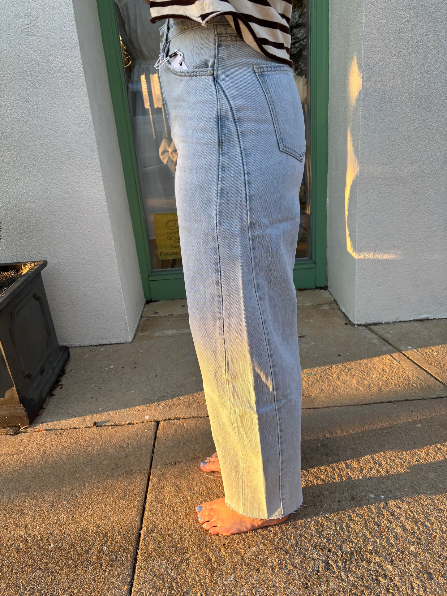 Super High Rise Pieced Barrel Leg Jeans