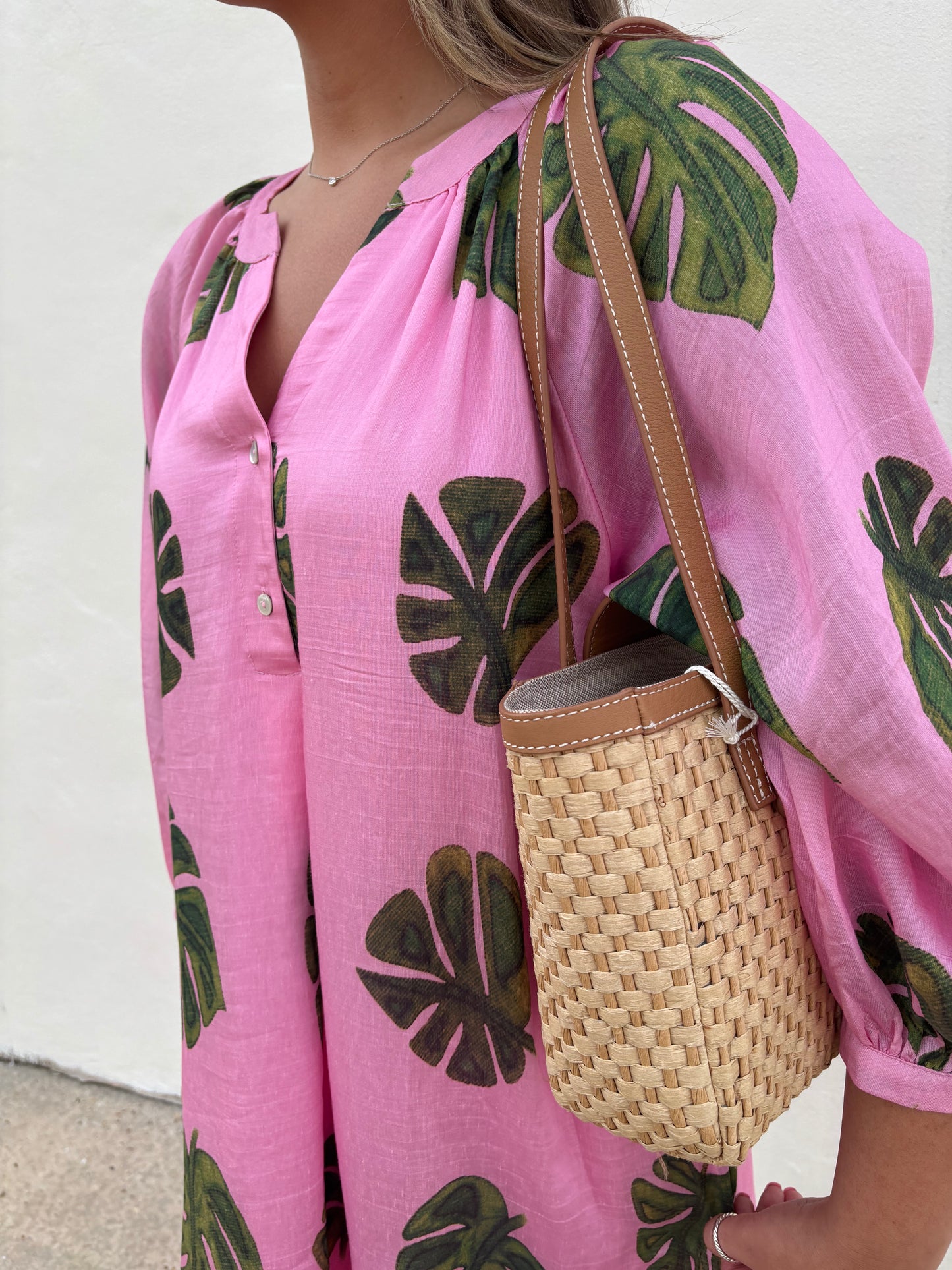 Pink Palm Maxi Dress