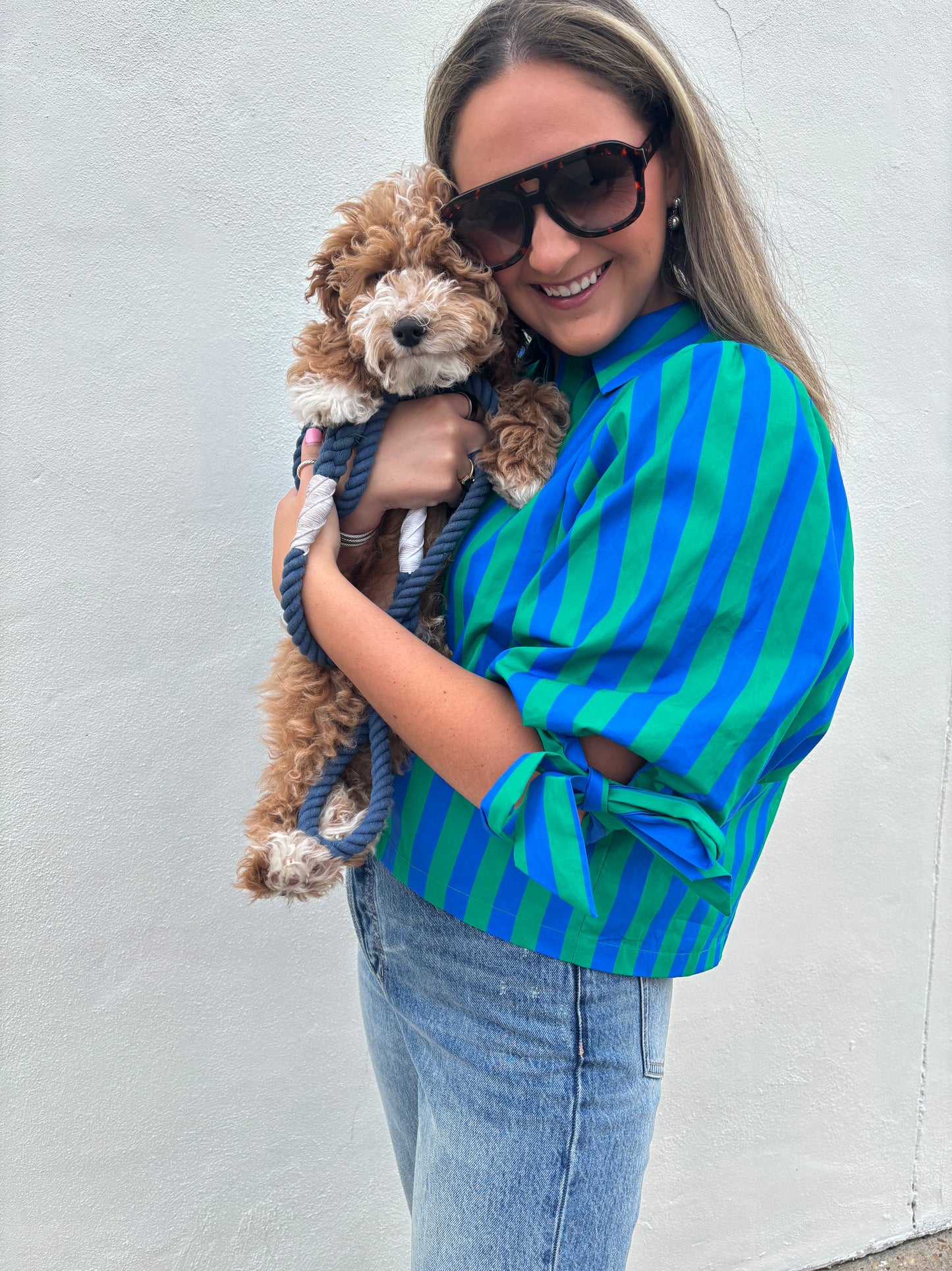 Green/ Blue Stripe Top