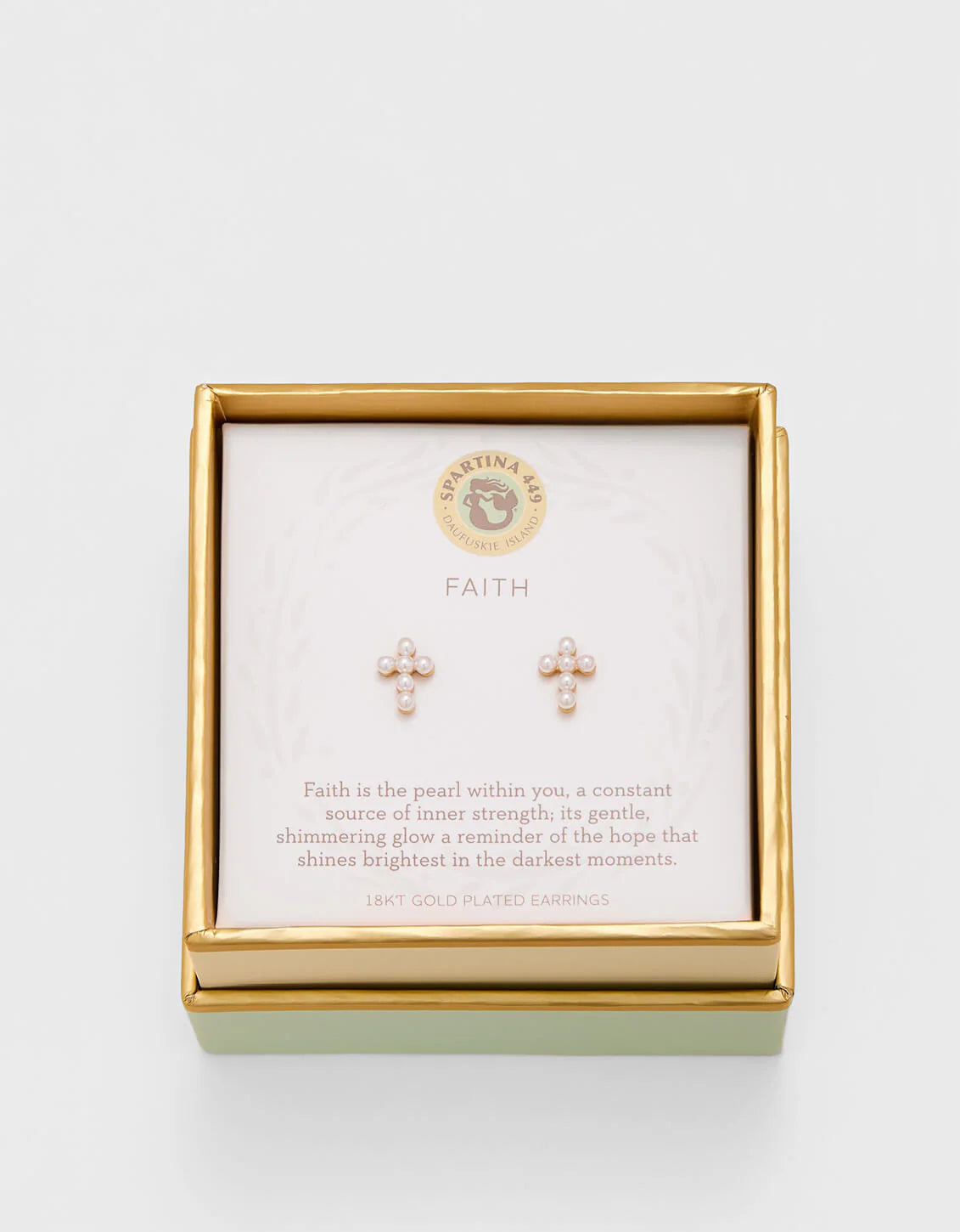 Sea La Vie Stud Earrings Faith/Pearl Cross