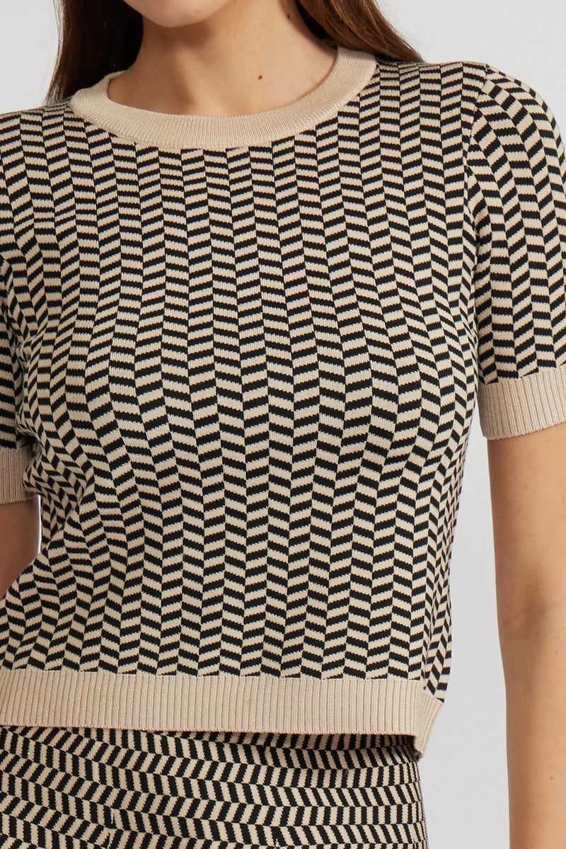 Warren Knit Top in Black Tan