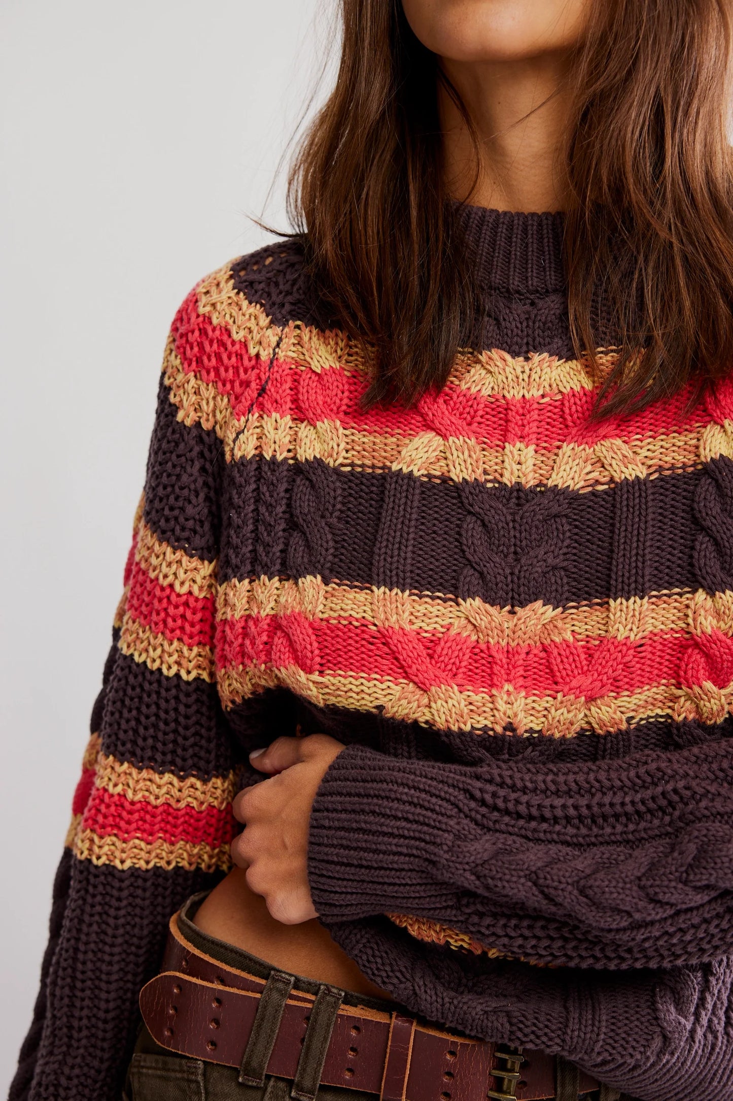 Frankie Cable Sweater - Chocolate