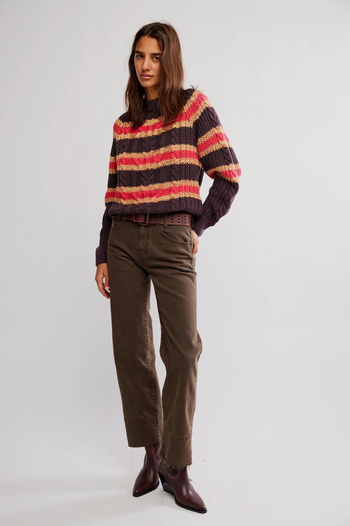 Frankie Cable Sweater - Chocolate