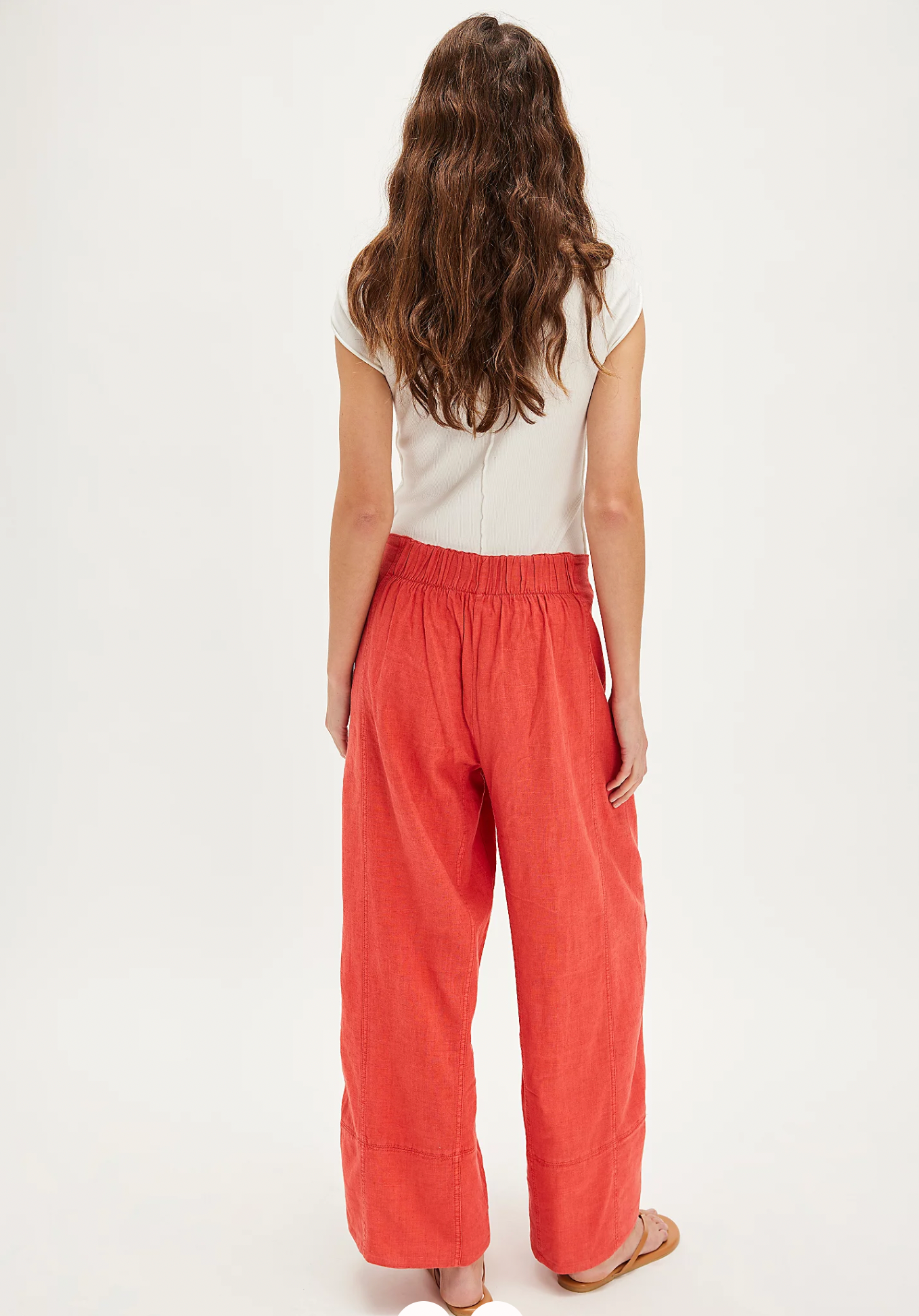 Day's End Linen Pull-On Pants in Poppy Red