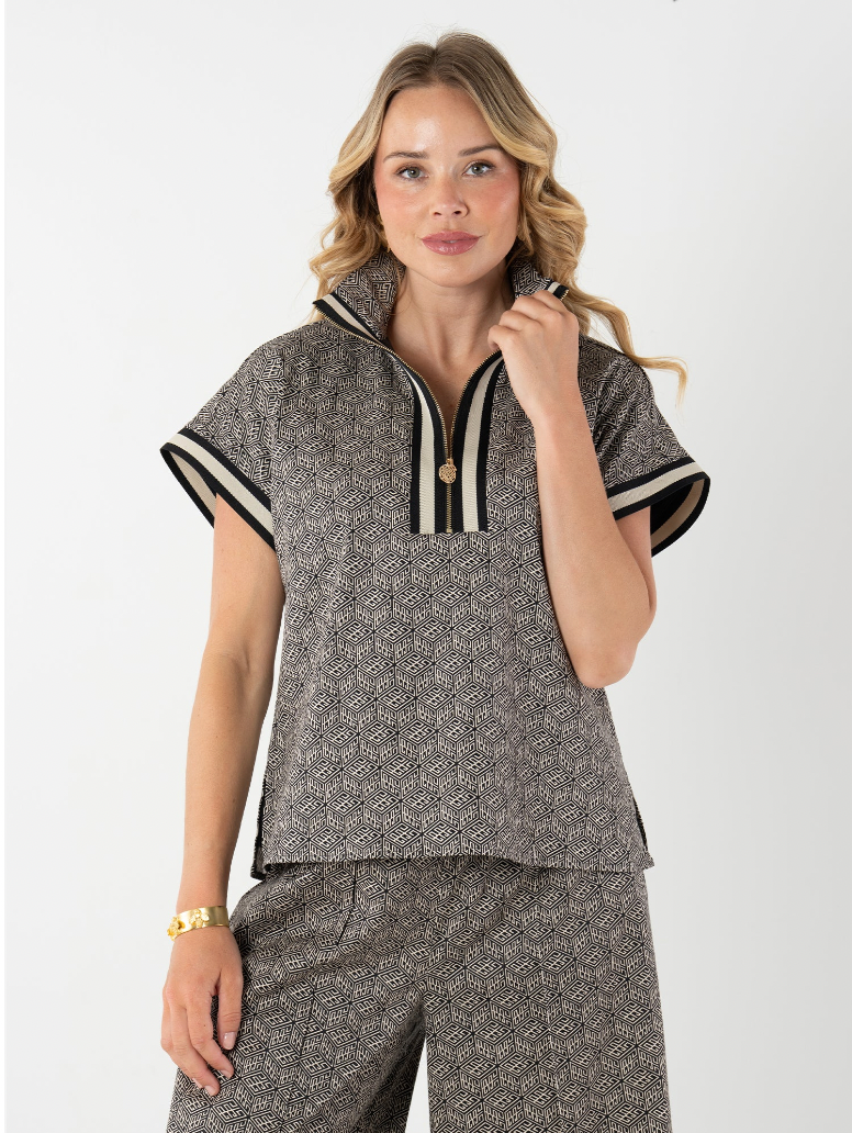Poppy Pullover in Black Tonal Monogram
