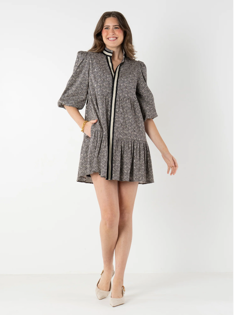 Sadie Dress in Black Tonal Monogram