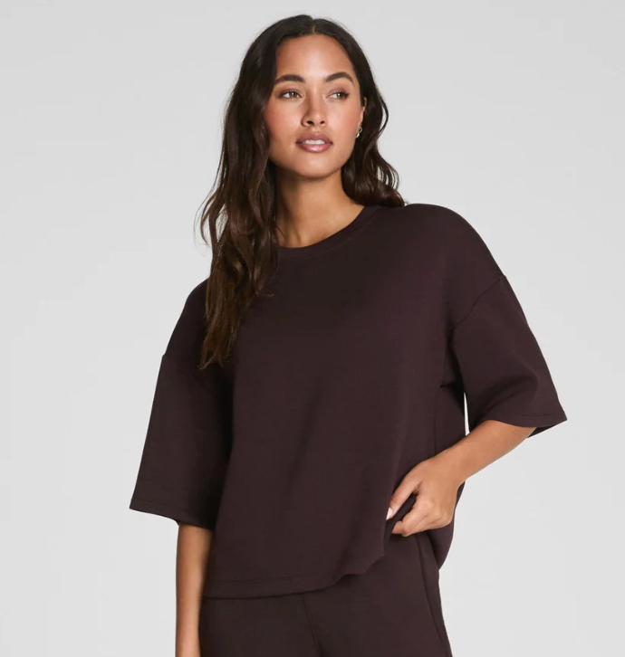 Spanx Air Essentials Boxy Tee Truffle Brown