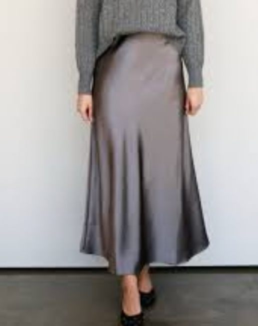 Barbara Satin Skirt Pewter