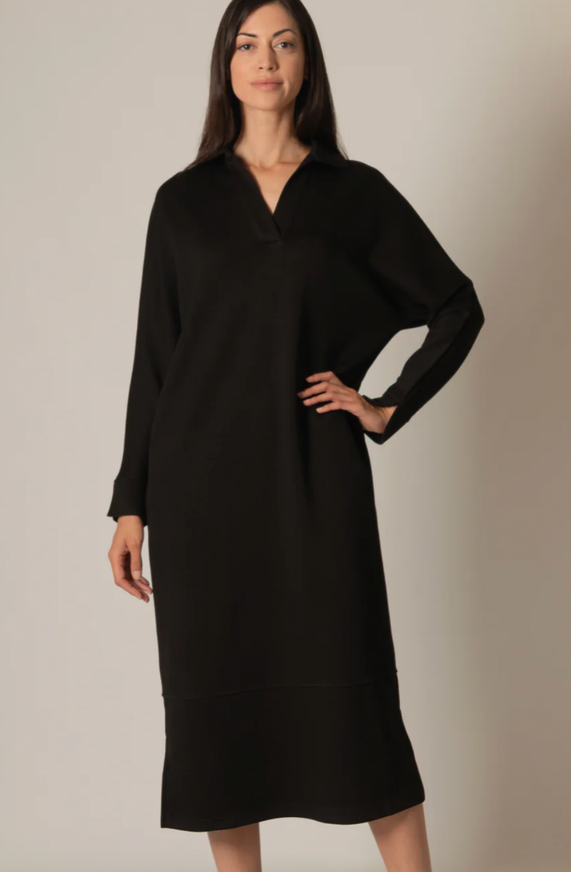 Connie Collard Long Sleeve Midi Dress Black