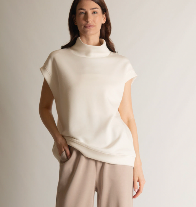 Elison Mock Neck Top Ivory