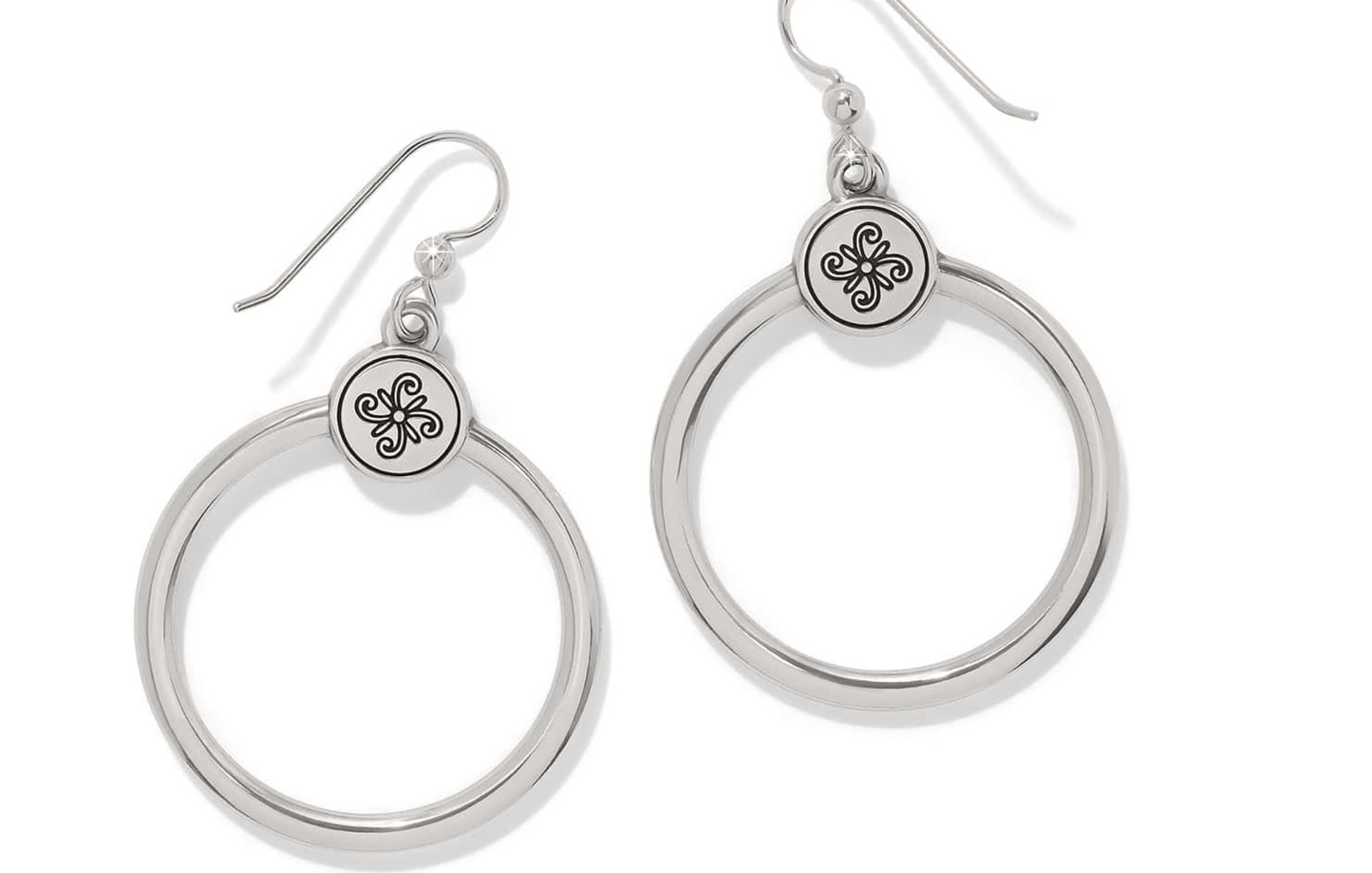 Mosaic Two Tone French Wire Hoop Earrings