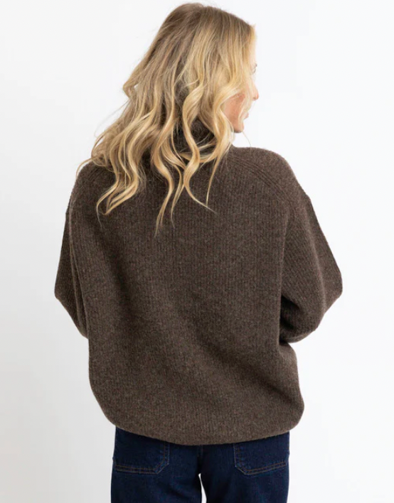 Solid Turtleneck Sweater Chocolate