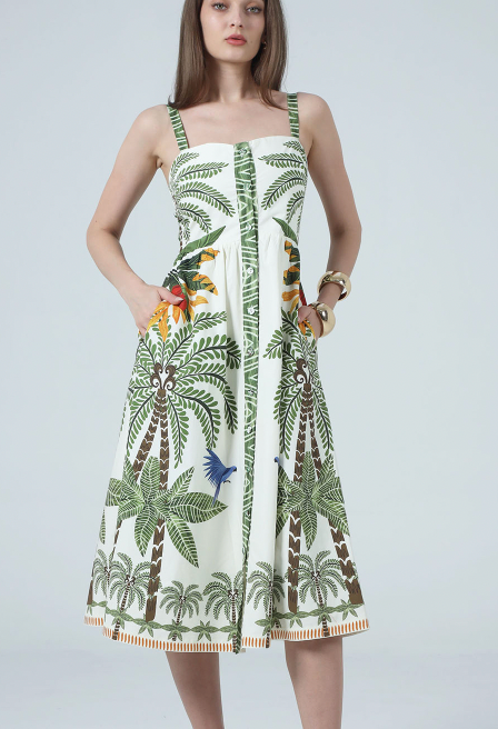KENNEDY PRINTED BOTTON UP MIDI DRESS