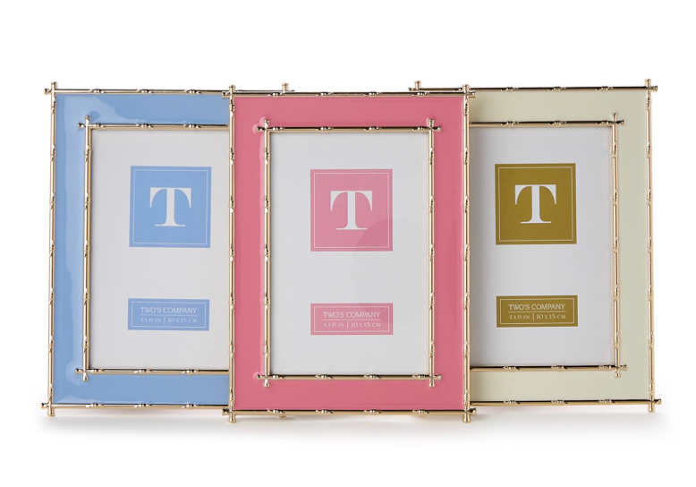 Gold Bamboo Edge Frame, Blue, White Or Pink 4x6