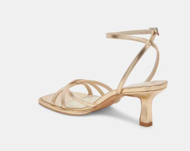 Manji Heels Light Gold Metallic Leather