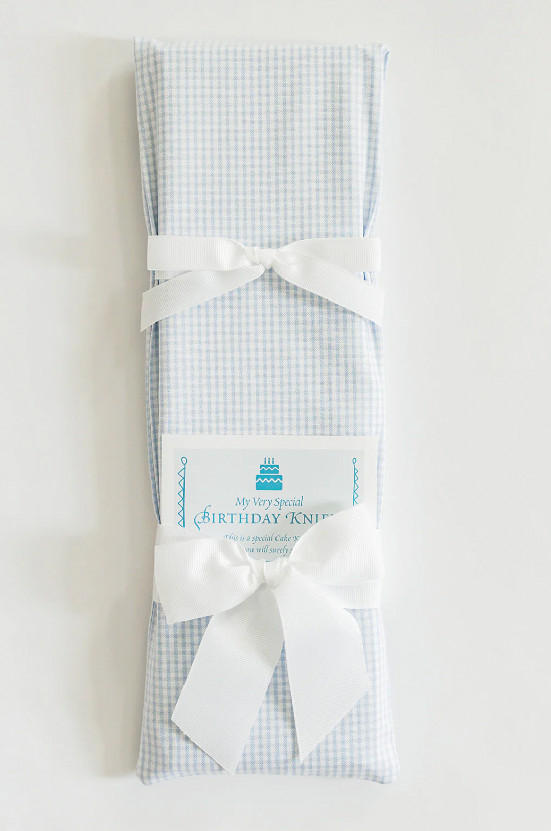 Tiny Blue Gingham Birthday Knife
