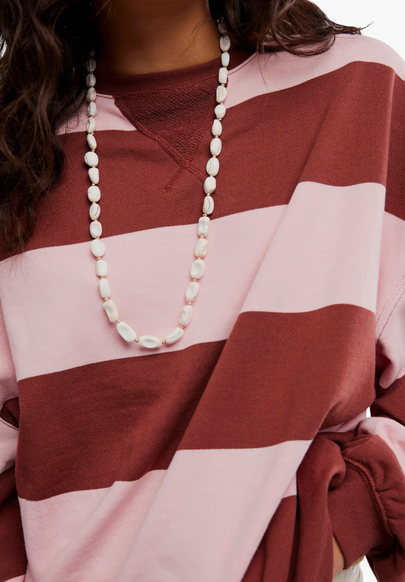 Oversize Stripe Sweatshirt Strawberry/Wine Combo