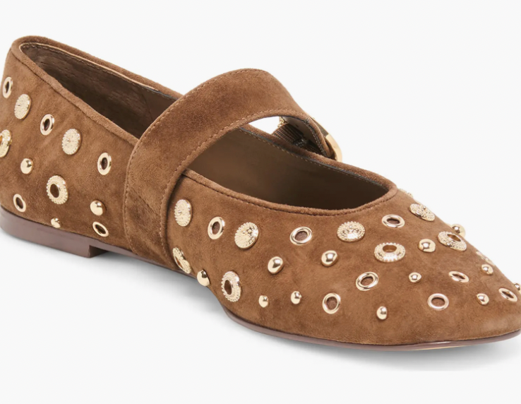 Mella Stud Leather Mary Jane Flat