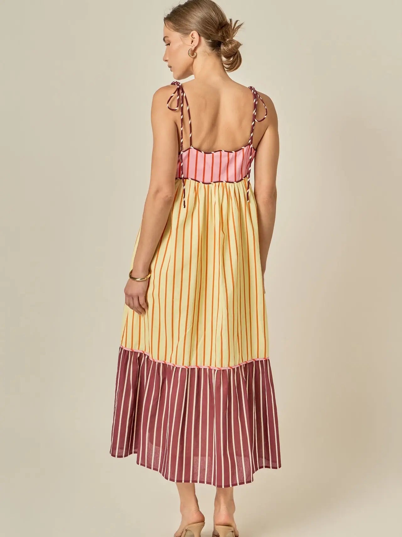 Colorblock Stripe Sleeveless Midi Dress