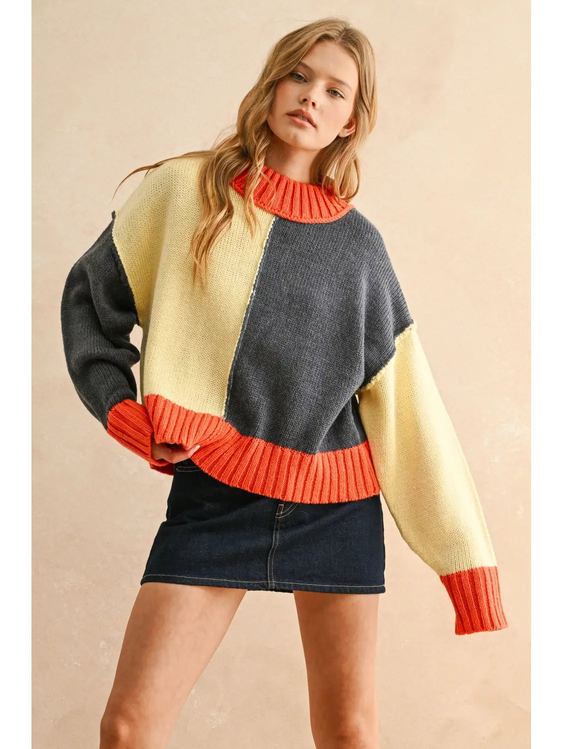 Banana/Navy Colorblock Sweater