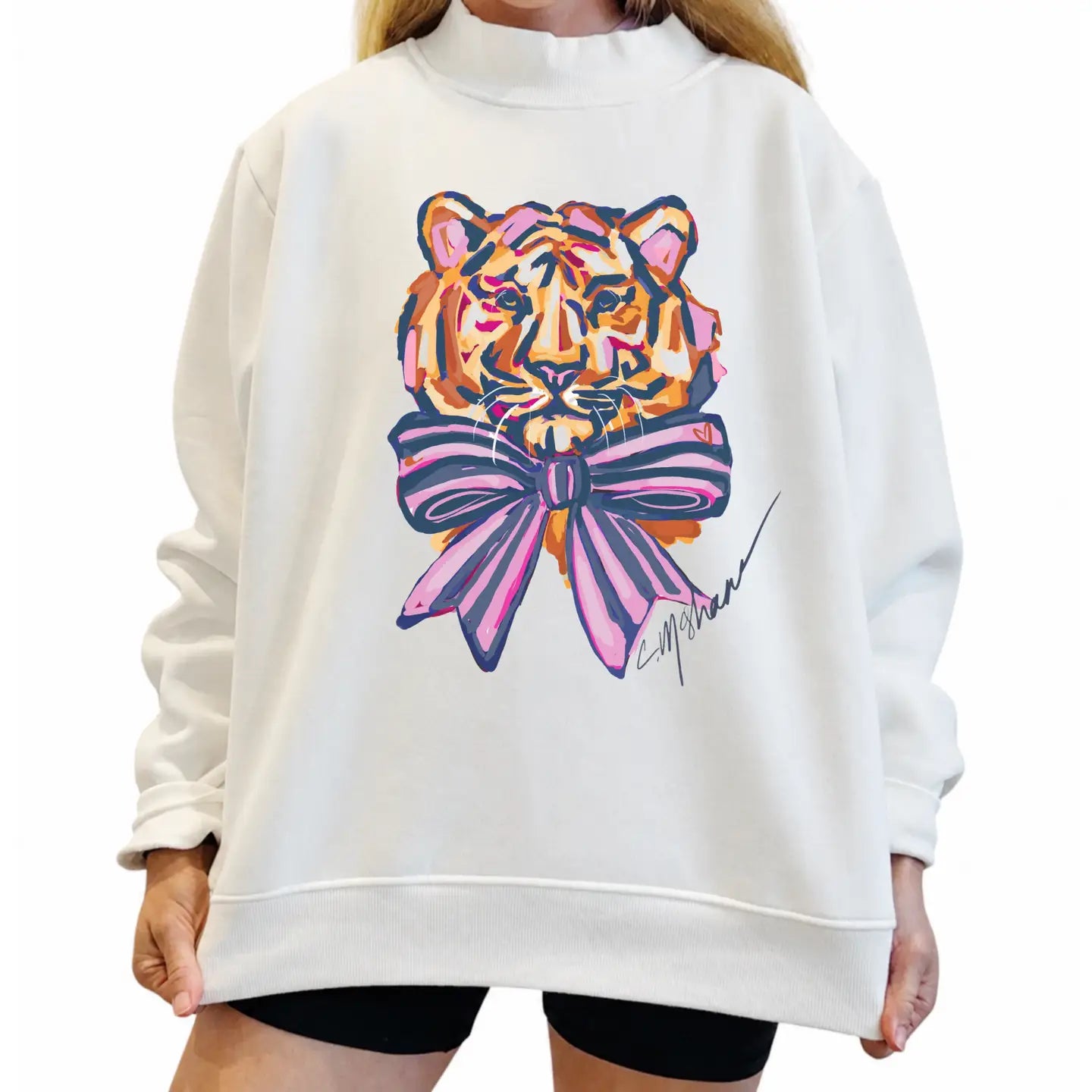 "Tiger Blue Love" Mock Neck