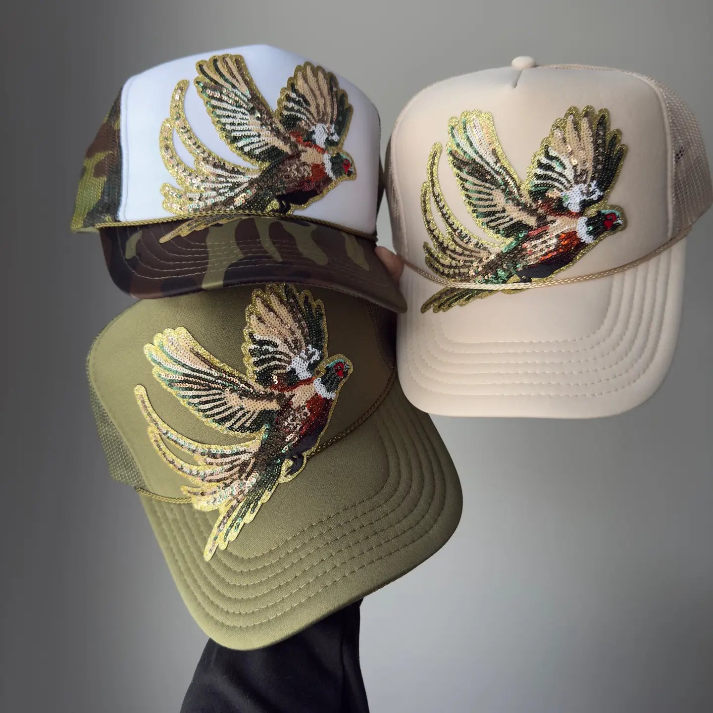 Fly Girl Sequin Pheasant Trucker