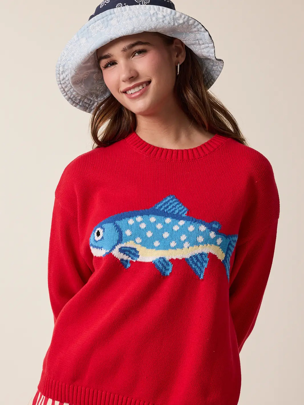 Fish Sweater Red