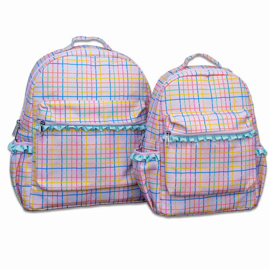Girls Backpack - Pink Plaid