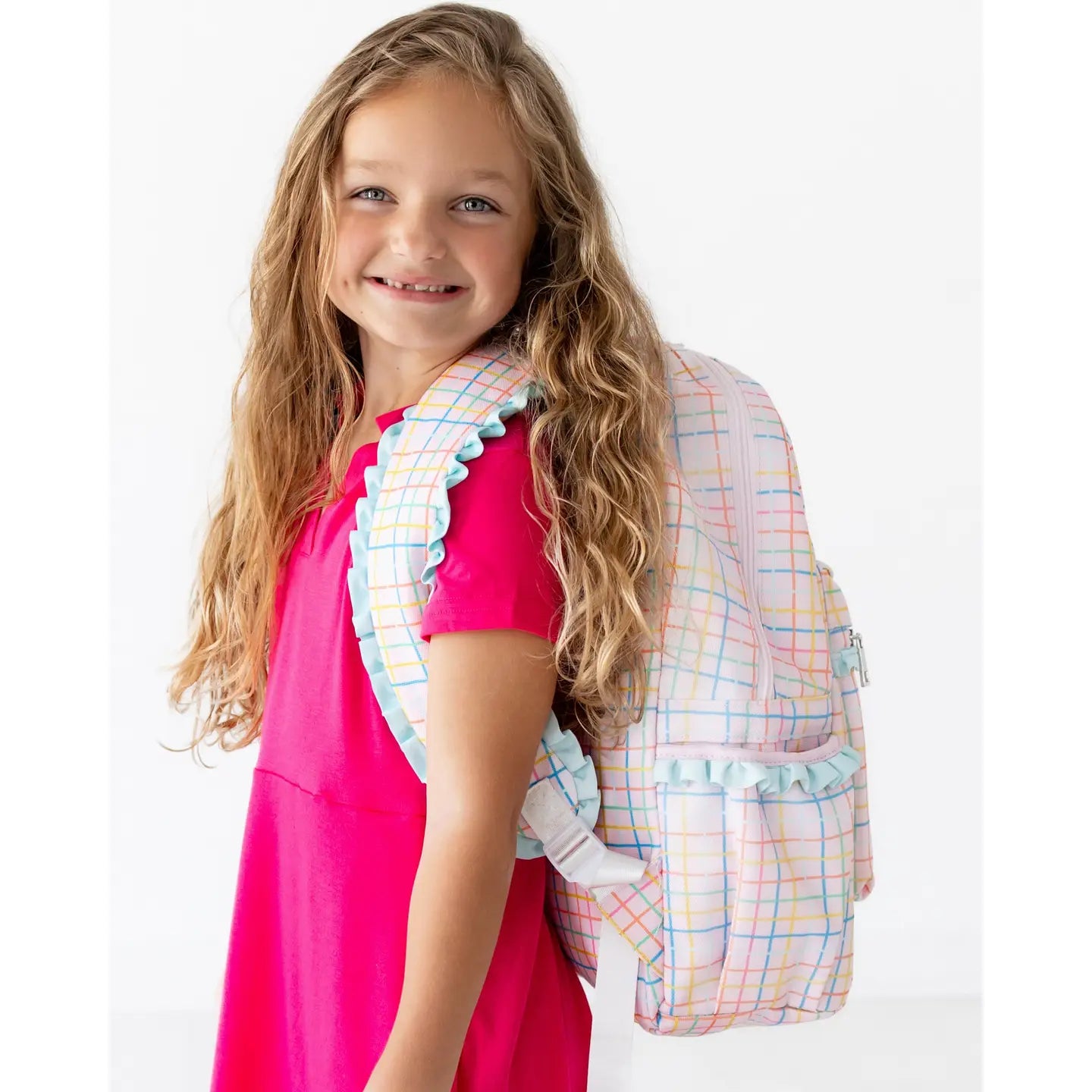 Girls Backpack - Pink Plaid