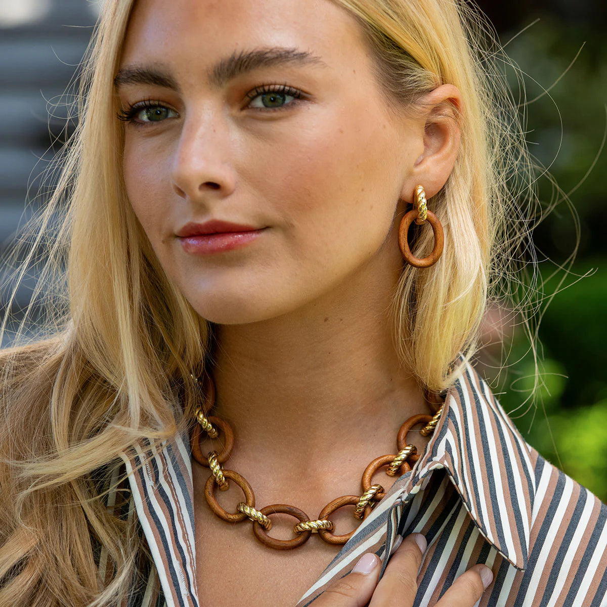 Link Drop Earrings - Teak