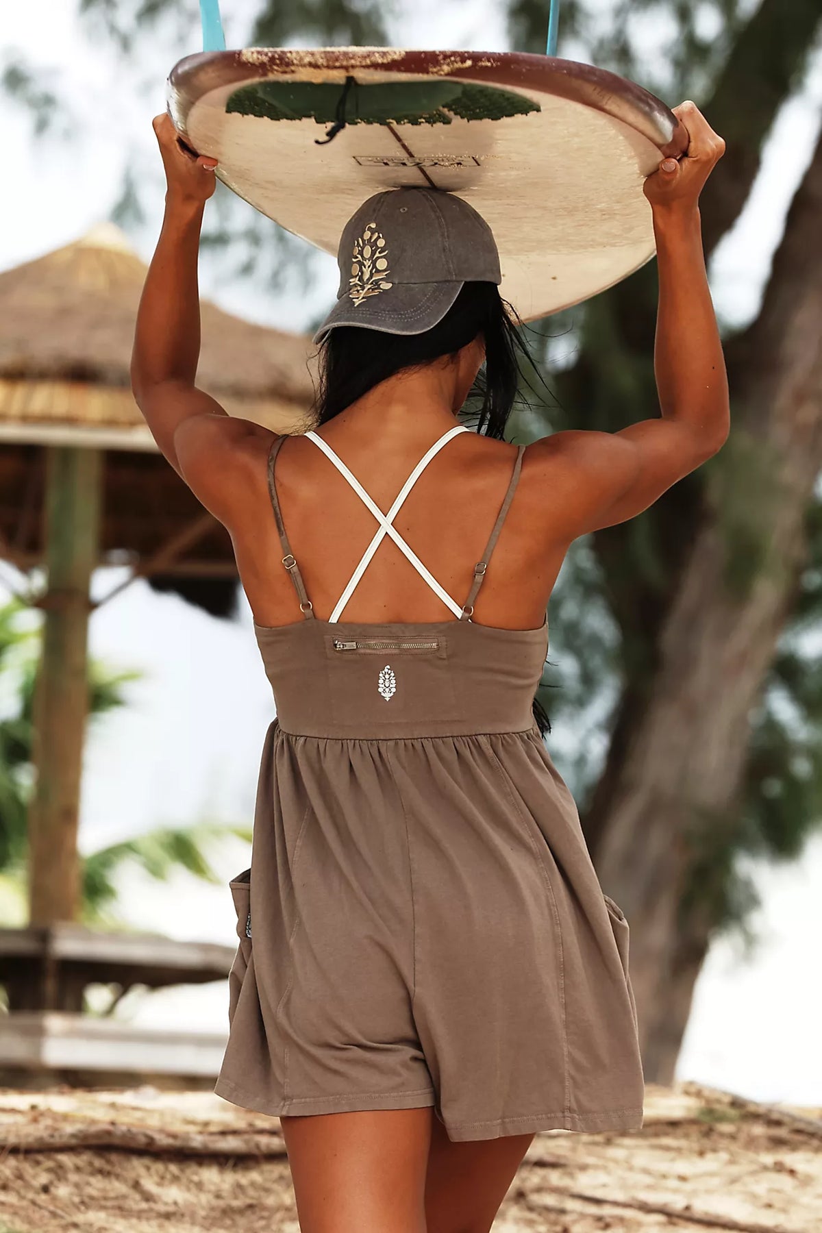 Hot Shot Strappy Romper Pewter