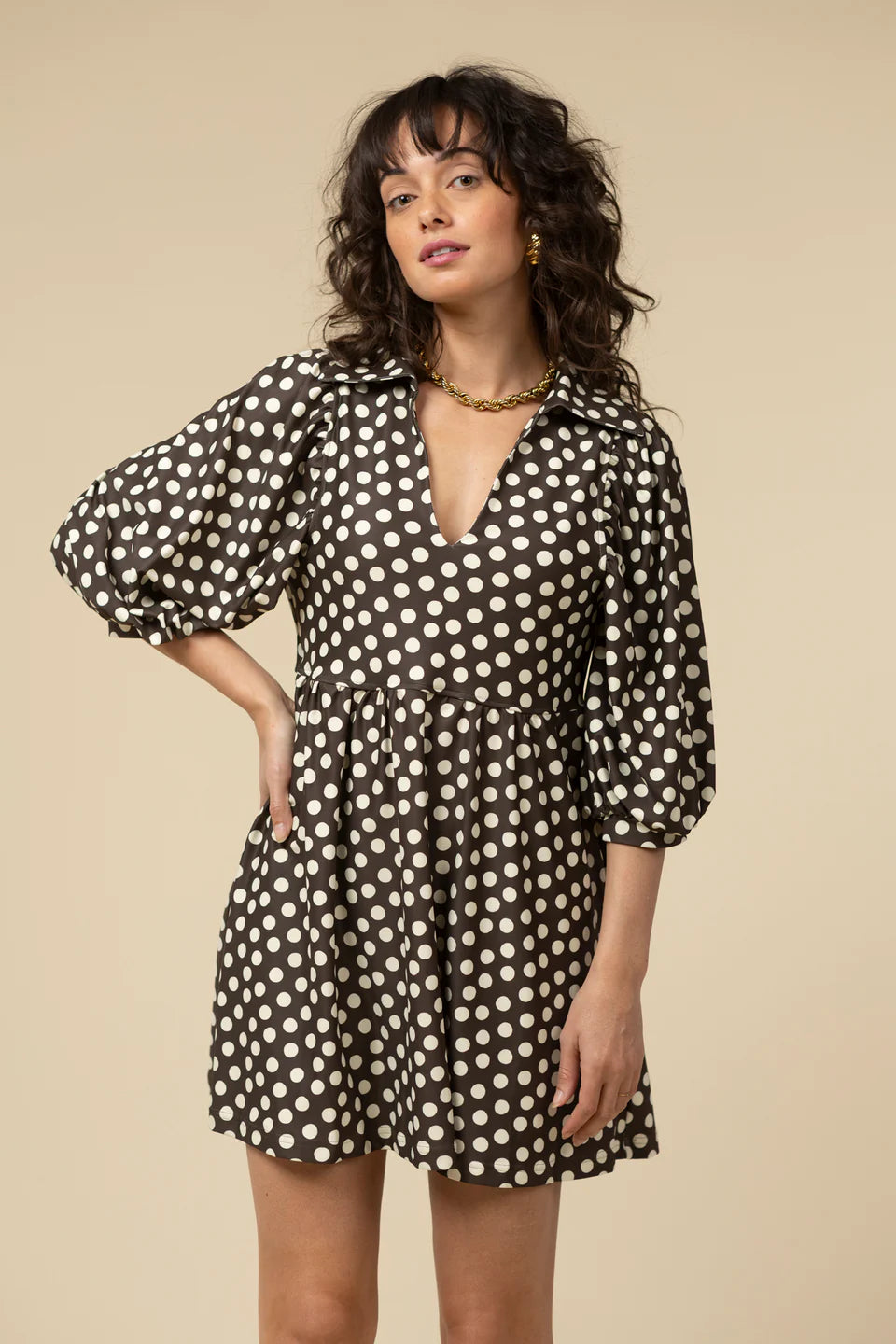 The Charlotte Dress in Chocolate Dot