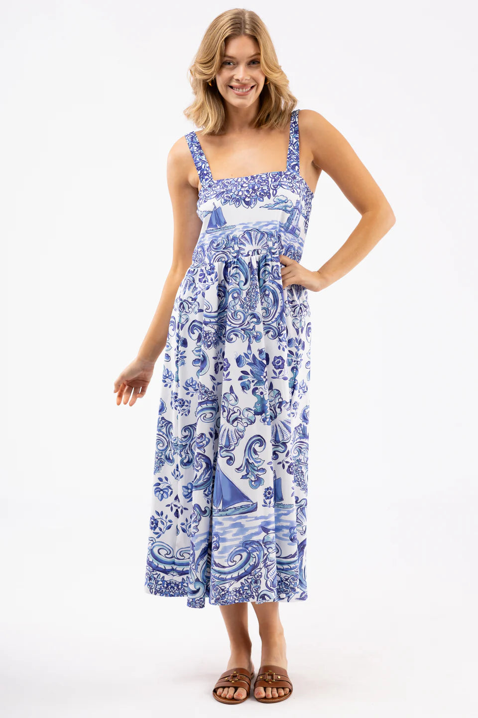 The Heather Dress in Port Porcelain