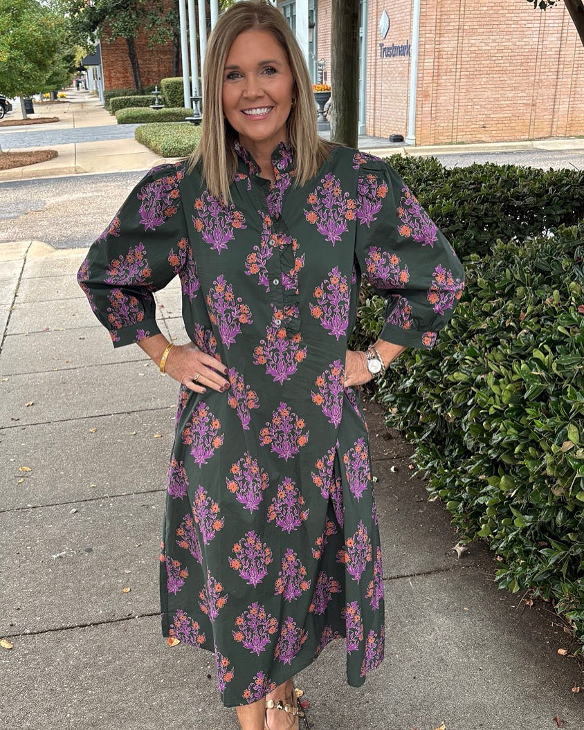 Dark Olive Floral Maxi