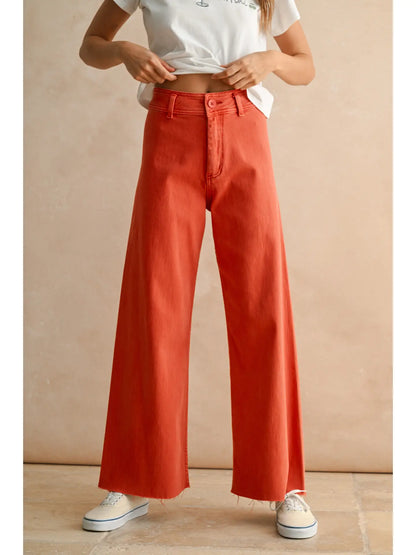 Straight Wide Leg Denim Pants