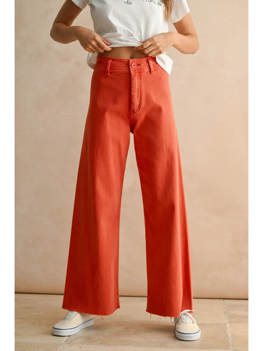 Straight Wide Leg Denim Pants