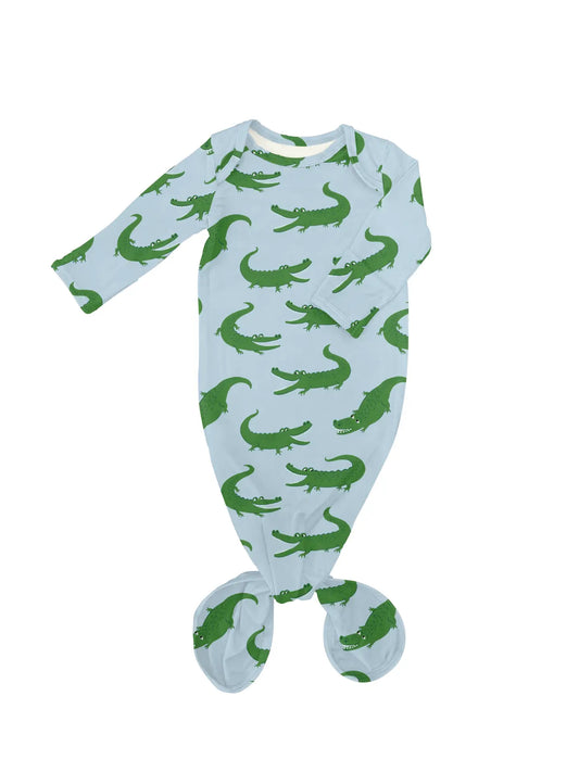 Blue Alligators - Knotted Infant Gown