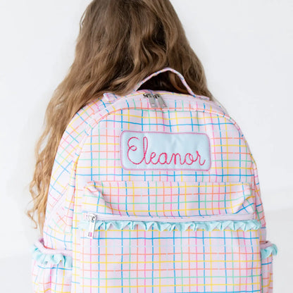 Girls Backpack - Pink Plaid