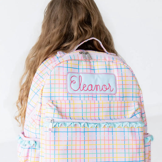 Girls Backpack - Pink Plaid