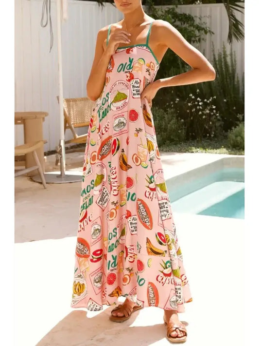 Tropical Fruit Flare Dress