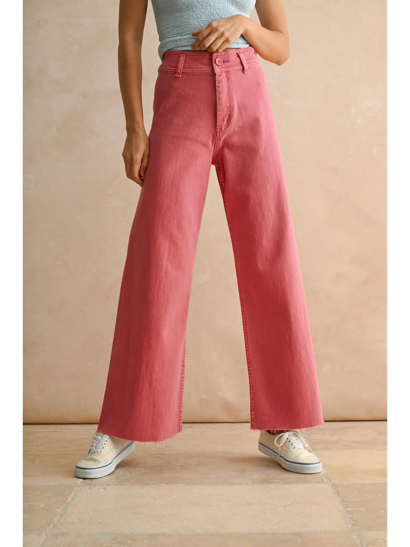 Straight Wide Leg Denim Pants Rose