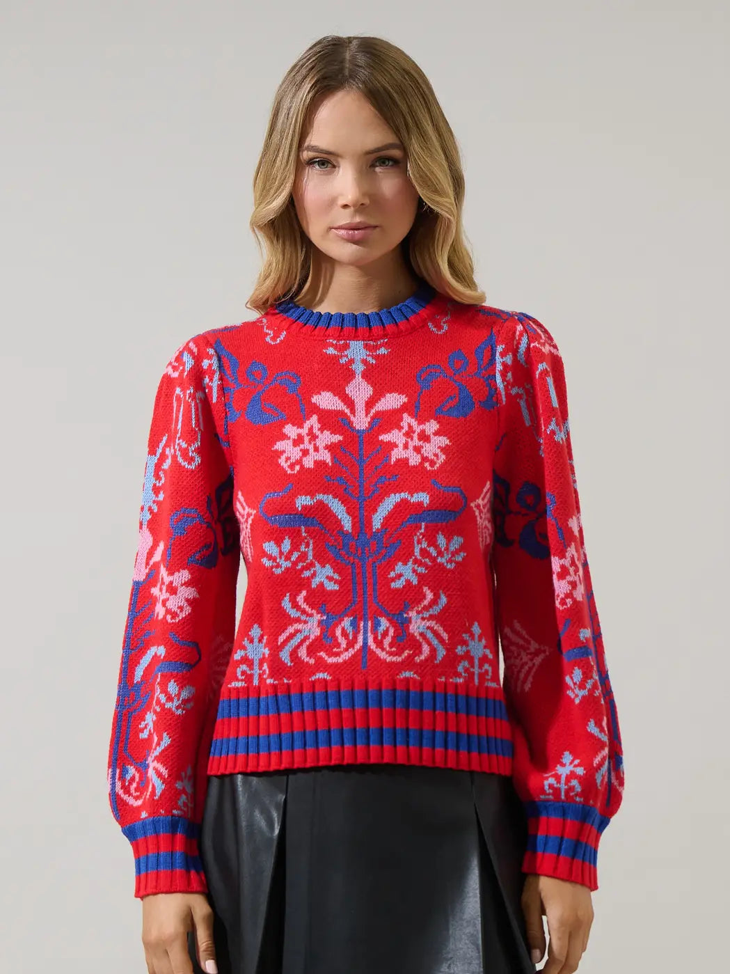 Almila Pleated Long Sleeve Sweater