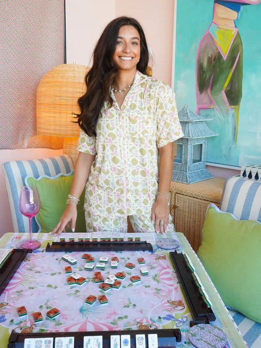 Mahjong Ribbed Bamboo Shirt + Pants Pajama Set